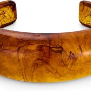Vintage Amber Tortoiseshell Resin Chunky Cuff Bracelet for Women